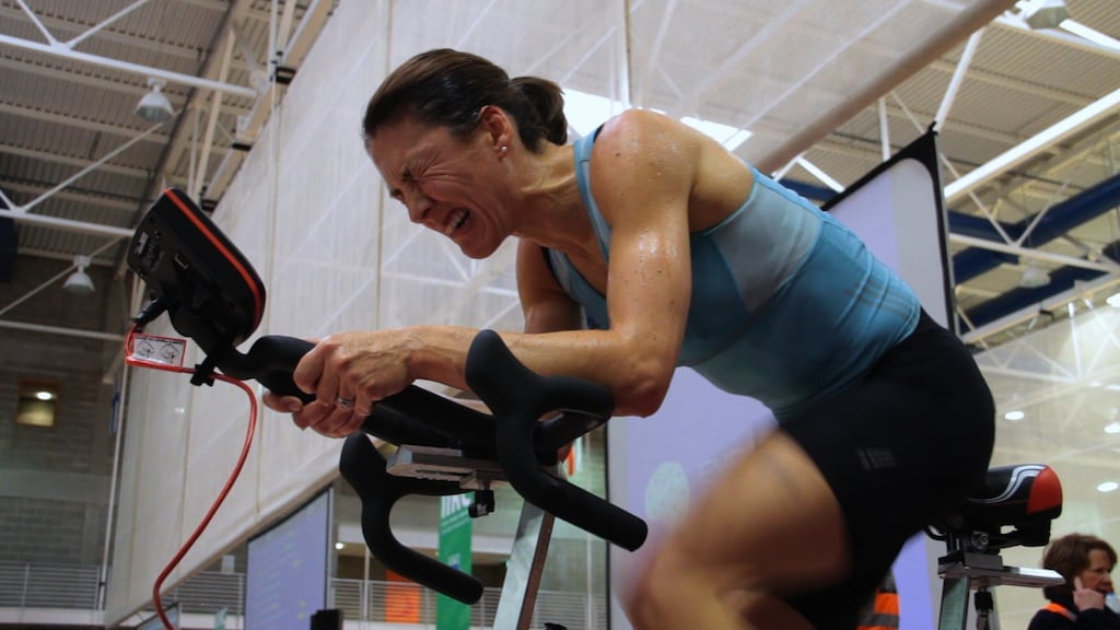 Sinéad Jennings competing on a Wattbike at the Irish Indoor Championships last year. Photograph: Marie-Therese Garvey