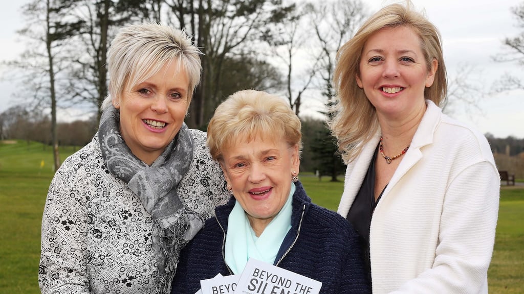Sharon Austin, left, with Marie Newton (Toland) and Unheard Voices’ Carol Cunningham