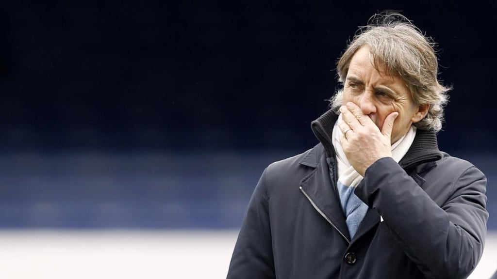 Manchester City manager Roberto Mancini says he will remain at the club for a long time. Photograph: Peter Byrne/PA Wire.