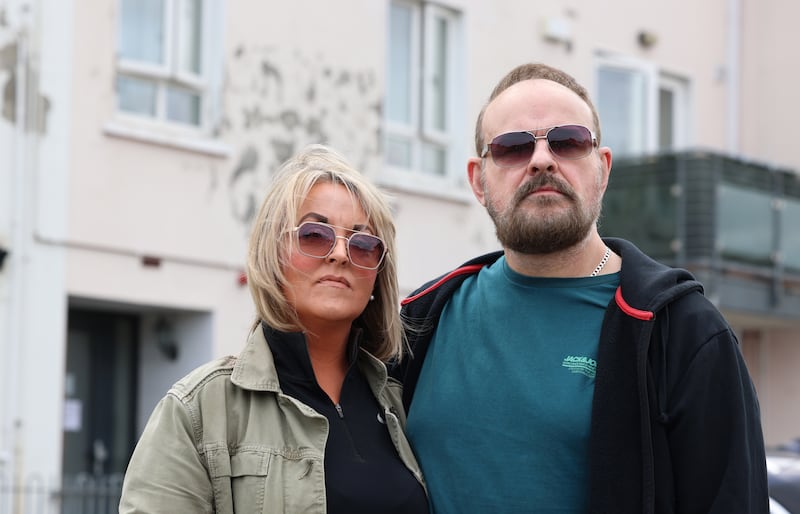 Martina O’Toole with partner Robbie Higgins, residents in Applewood. Photograph: Dara Mac Dónaill/The Irish Times