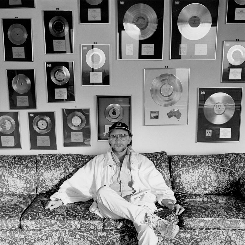Phil Coulter and a wall of gold records in 1984. Photograph: Tim Roney/Radio Times/Getty