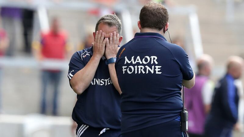 Wexford manager Davy Fitzgerald with selector Seoirse Bulfin. Photograph: Morgan Treacy/Inpho