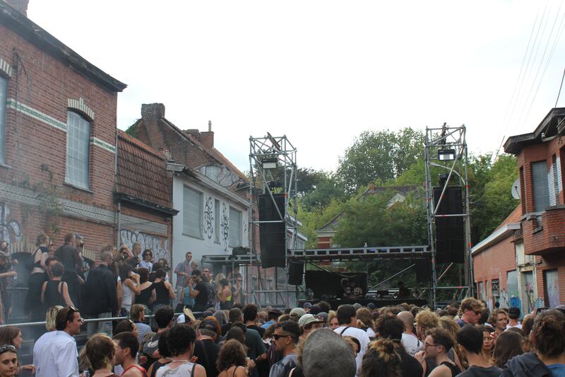 Once a year a small electronic music festival is held in Doel, taking over the town. Photograph: Jack Power