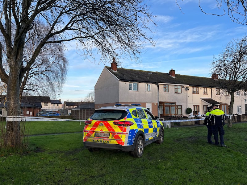 Gardaí at the scene of a house in Castle Park area of Tallaght. Photograph: Jack Power