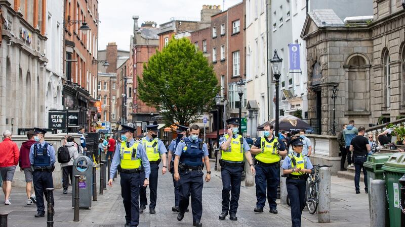 Gardaí on patrol on South William Street. Photograph: Tom Honan/The Irish Times