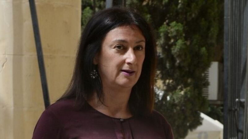 Daphne Caruana Galizia pictured in April. File photograph:  Matthew Mirabelli/Getty/AFP