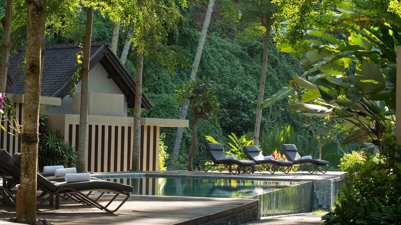 Luxury villas along the  River Ayung in Bali
