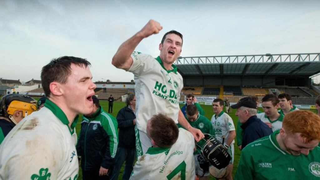Ballyhale Shamrocks captain TJ Reid (left) celebrates winning the Kilkenny senior hurling title. Reid was surprised at news of Tommy Walsh’s retirement. Photograph: Morgan Treacy/Inpho