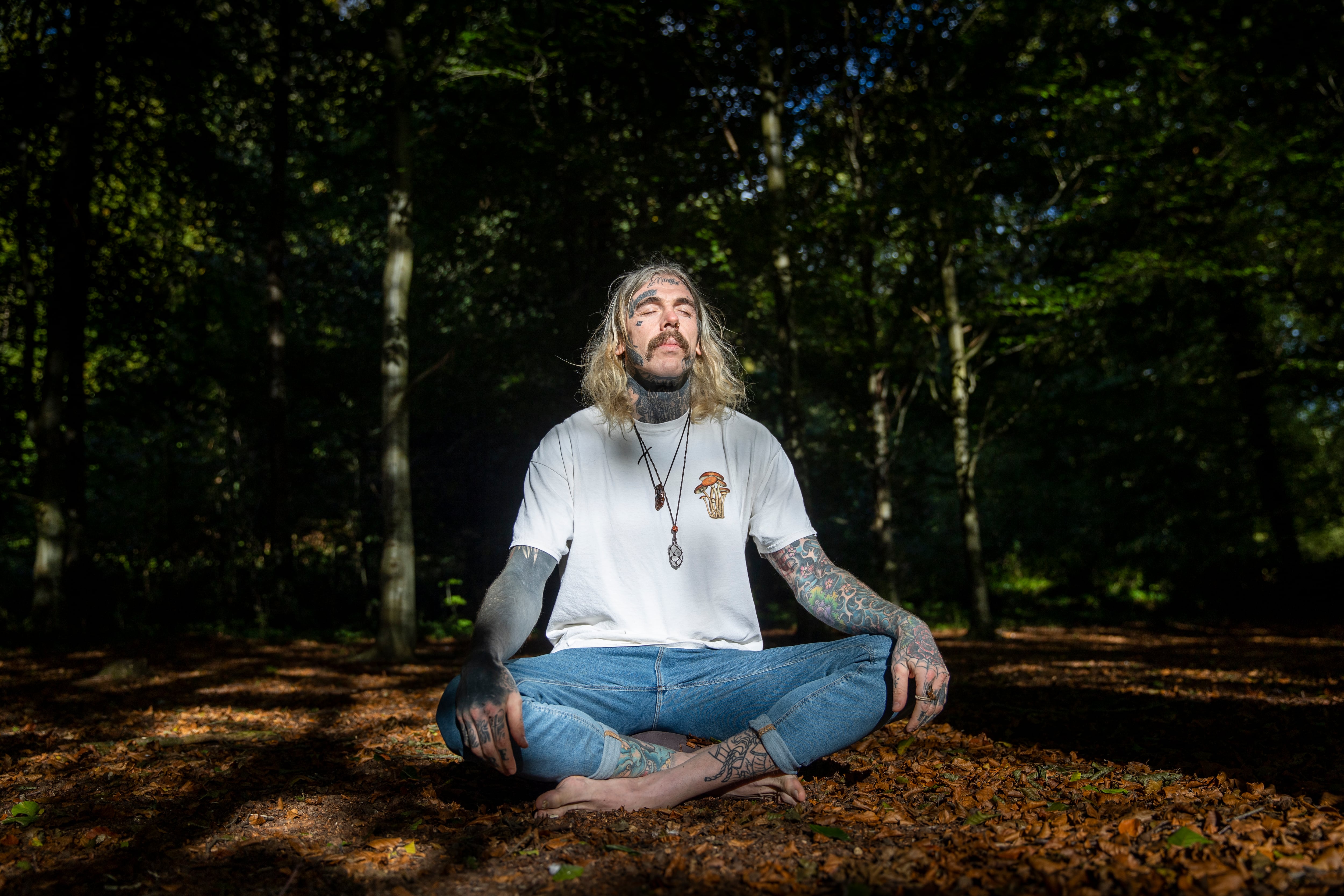 28/09/2022 Ryan Caldwell former professional rugby player turned certified Kambo practitioner, meditation & breath-work coach and the founder of Inner Evolution NI pictured at Minnowburn by the River Lagan on the edge of Belfast. Photo: Liam McBurney for The Irish Times