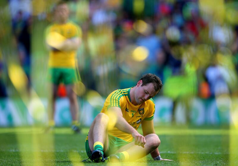 A dejected Michael Murphy of Donegal after the All-Ireland final defeat to Kerry at Croke Park in 2014. Photograph: Cathal Noonan/Inpho 