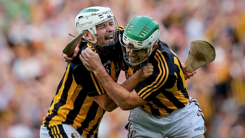 Kilkenny’s Padraig Walsh and Paddy Deegan celebrate at the full time whistle after this year’s semi-final. Photo: Oisin Keniry/Inpho