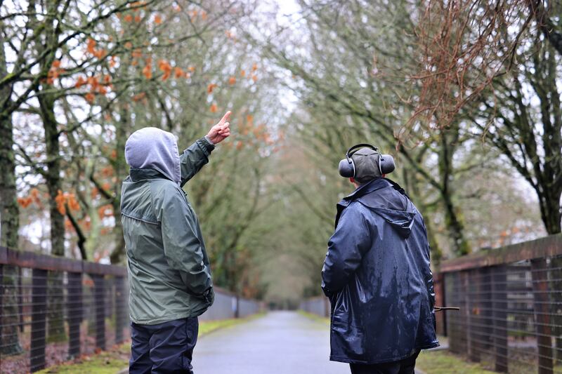 Gardeners Dave Rowan and Paul Farrell at work. Photograph: Dara Mac Dónaill