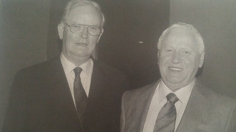 Séamus O’Donnell and Dan O’Neill, two Mayo men   who won an All-Ireland playiing for Louth in 1957. Photograph: From ‘Divided Loyalties’, Dan O’Neill’s biography