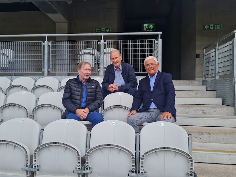 (From left) Gerald McCarthy, Justin McCarthy and Charlie McCarthy, stars of Cork's 1966 All-Ireland hurling triumph, met up this week.