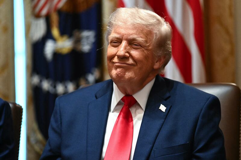 US president Donald Trump attends a cabinet meeting in the White House in Washington on Wednesday. Photograph: Kent Nishimura/AFP via Getty Images