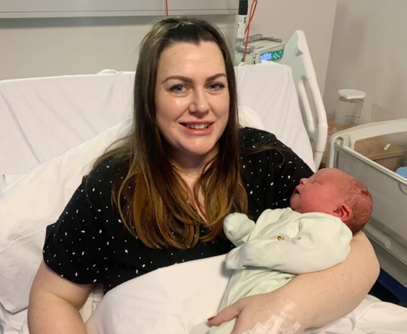 The first baby born at the Rotunda hospital in Dublin in 2024, Arlo Robert Emmet with mother Nicole.
 
