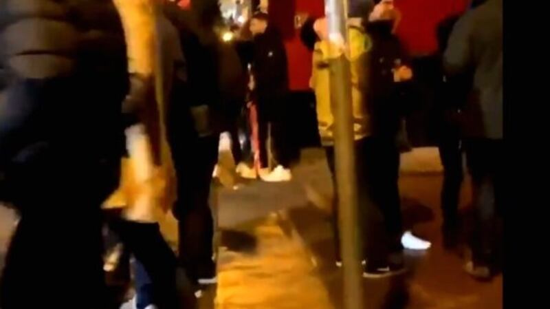 Footage posted on Twitter showed crowds gathered in the South Williams Street area on Saturday night.