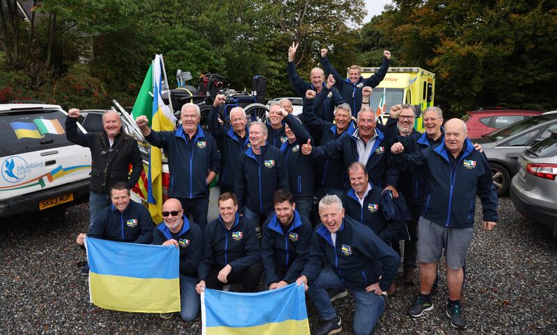 A group of businessmen are embarking on a humanitarian mission to Ukraine to deliver sports utility vehicles (SUVs), ambulances and minibuses along with medical supplies to the Ukrainian army. Photo: Bryan O’Brien / The Irish Times

