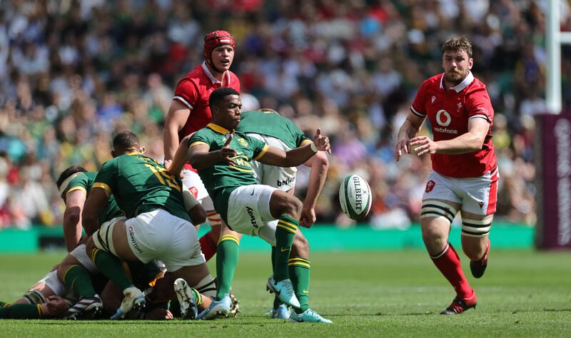 Grant Williams of South Africa against Wales. Photograph: David Rogers/Getty