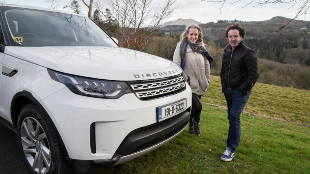 Liz Dwyer and Diarmuid Gavin in Wicklow with ‘Disco’; Gavin’s nickname for his Land Rover Discovery Commercial. Photographs: Conor Mulhern