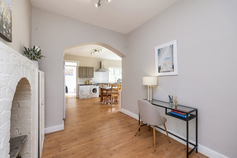 Original hearth in kitchen