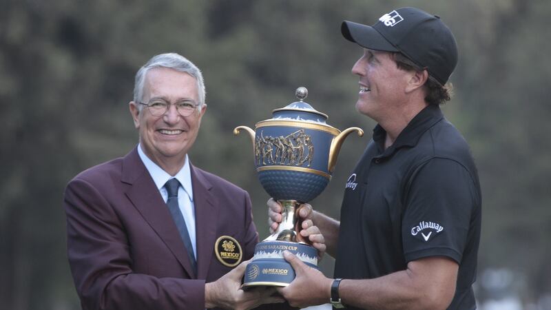 Phil Mickelson after winning the World Golf Championship Mexico. Photograph: PA