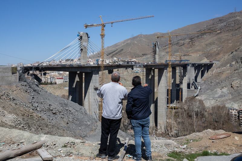 The damaged B1 highway bridge in Karaj, Iran, near Tehran. Photograph: The New York Times