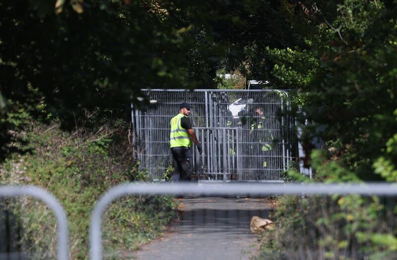 Barriers at land between Donabate and Portrane where gardaí on Tuesday were conducting a search for a boy. Photograph: Bryan O’Brien