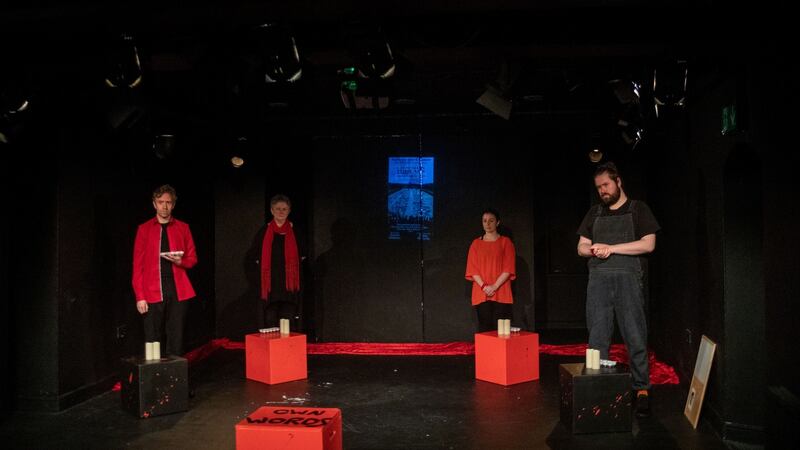 Quilt. (From left to right) Lia Monahan, Karl Keogh, Stephen Gorman and Ciara Andrea Murphy. Photograph: Marcelline Roulleau