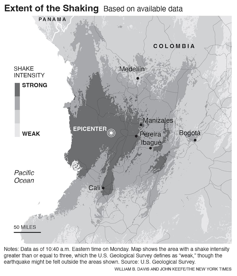 The 7.4-magnitude earthquake is the most powerful to hit Colombia in decades.