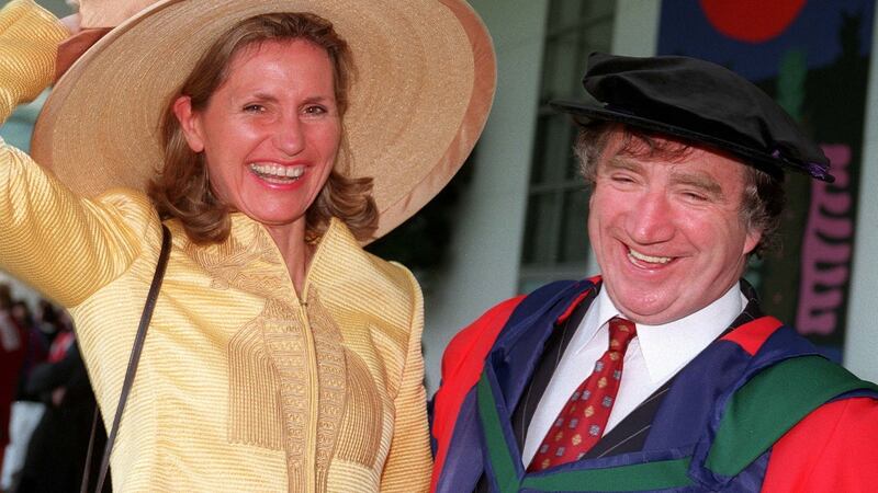 Dr Edward Haughey, also known as Lord Ballyedmond of Mourne, with his wife Mary, receiving an honorary  doctor of laws degree at UCD in 1997.  Photograph: David Sleator