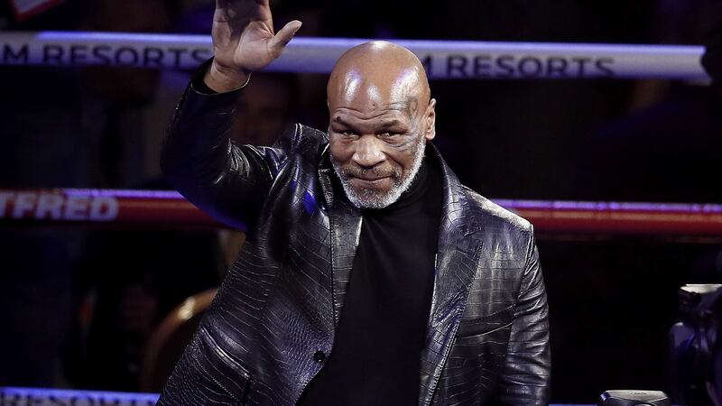 Mike Tyson pictured back in February at the  WBC World Heavyweight Championship title fight between Deontay Wilder and  Tyson Fury  at the Garden Arena in Las Vegas. Photograph: Etienne Laurent/EPA