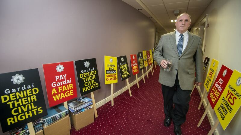Pat Ennis, general secretary of the GRA after briefing the media of their strategy regarding Garda strike action, in October 2016. Photograph: Brenda Fitzsimons