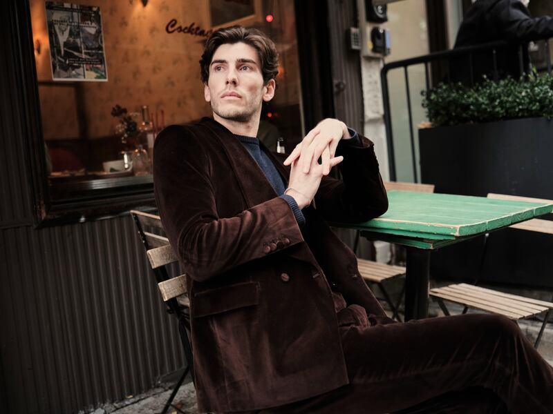 Brown velvet two-piece suit, £1,490 Beggars Run
