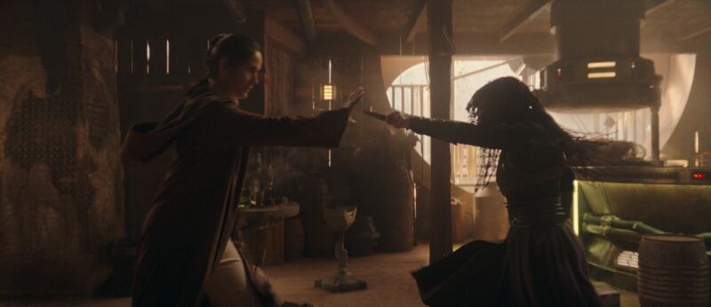 The Acolyte season one shows Jedi Master Indara, played by Matrix star Carrie-Ann Moss who has the opportunity to show off her action chops once again, playing the role with an ice-cool presence. Photograph: ©2024 & TM Lucasfilm LTD