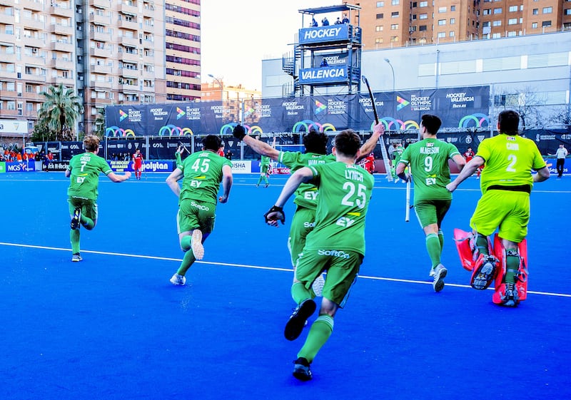 Ireland men's hockey team in Valencia, Spain, last weekend in pursuit of Olympic qualification. Photograph: Inpho