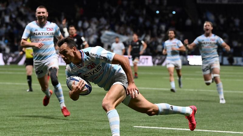 Juan Imhoff scores Racing’s late winning try against Saracens. Photograph: Franck Fife/Getty/AFP
