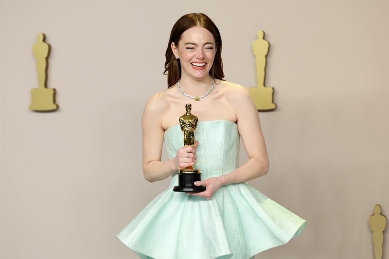 Emma Stone won the best actress award for the Irish produced Poor Things, one of four awards for the film. Photograph: EPA 