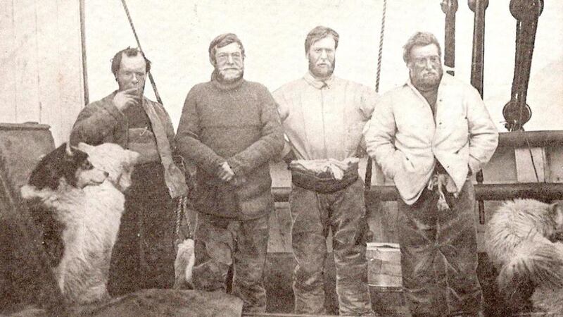 Undated Shackleton Foundation handout photo showing Sir Ernest Shackleton’s South Pole expedition team, (from left to right);  Frank Wild, Sir Ernest Shackleton, Eric Marshall and Jameson Boyd-Adams. Photograph: PA
