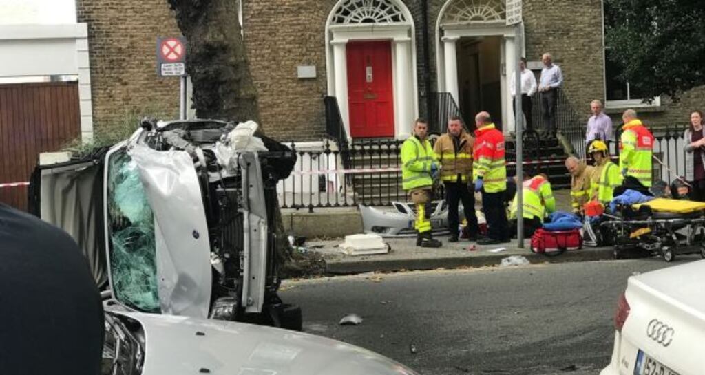 The scene of the crash on Adelaide Road in Dublin in August. Photograph: Jeremy Crain