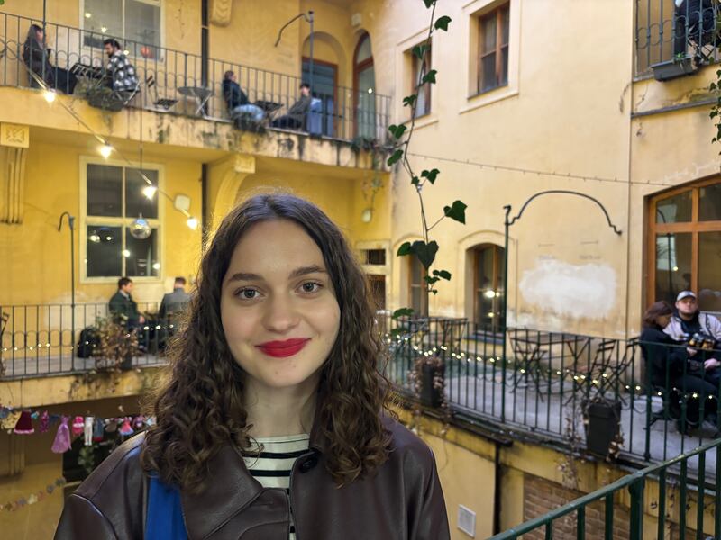 Anna Lehka, a 22-year-old Ukrainian graduate living in Prague, says she felt helpless while following the news of the war from afar. Photograph: Jack Power