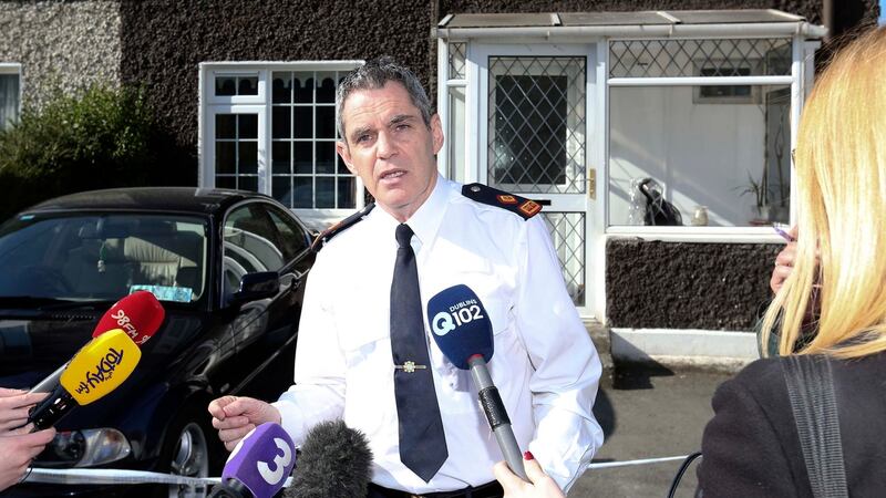 Supt Martin Fitzgerald of Dun Laoghaire Garda Station briefing  media. Photograph: Collins