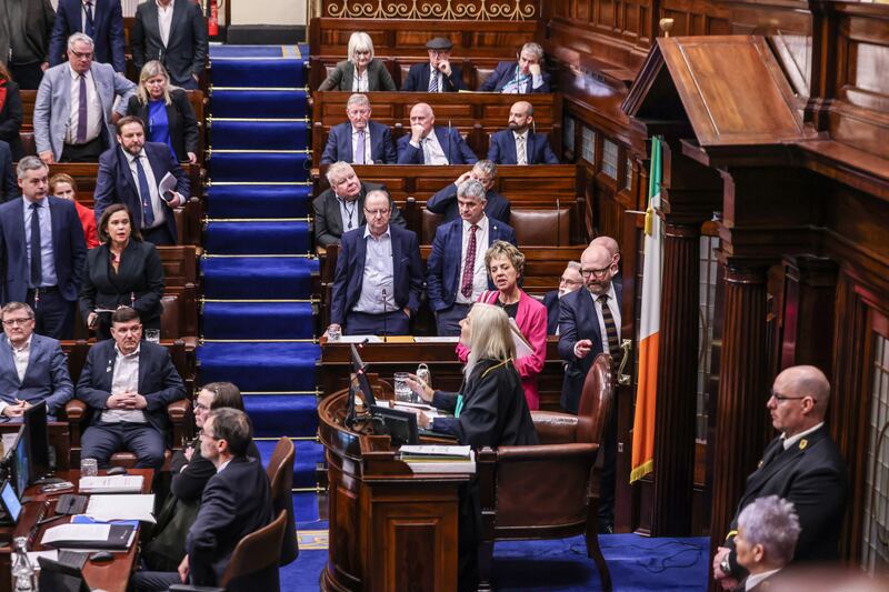 Labour Party leader Ivana Bacik with party colleague Ged Nash in the Dáil. Photograph: Maxwell’s