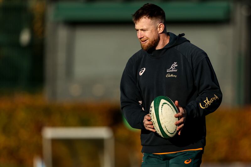 Australian flanker Jed Holloway during the Australia Captain's Run at UCD Bowl. Photograph: Ben Brady/Inpho