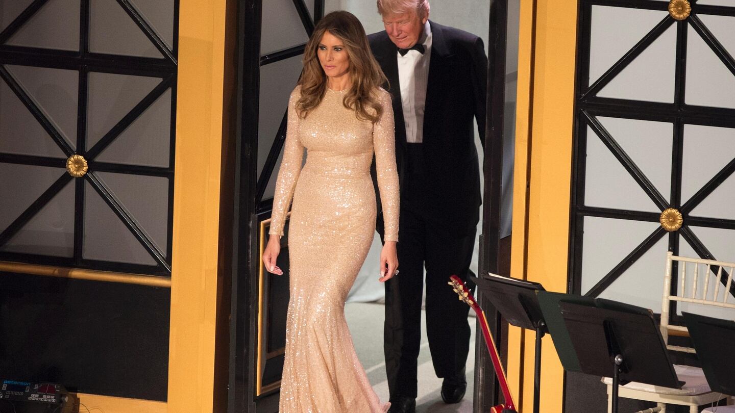President-elect Donald J. Trump and wife Melania Trump arrive for the Indiana Society Ball to thank donors January 19, 2017 in Washington, DC. Photograph: Chris Kleponis/Getty Images
