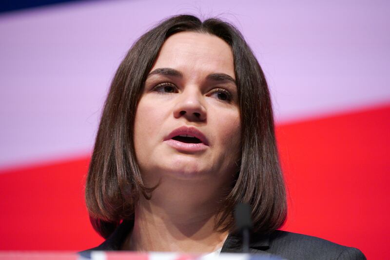 Belarus opposition leader Sviatlana Tsikhanouskaya called for a boycott of the elections. Photograph: Peter Byrne/PA