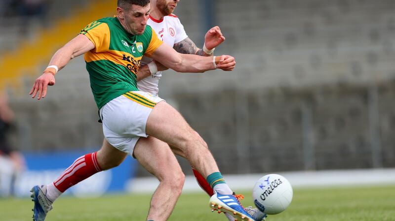 Paul Geaney scores his Kerry’s fifth goal during the Allianz Football League Division 1 semi-final against Tyrone at  Fitzgerald Stadium in  Killarney. Photograph: James Crombie/Inpho
