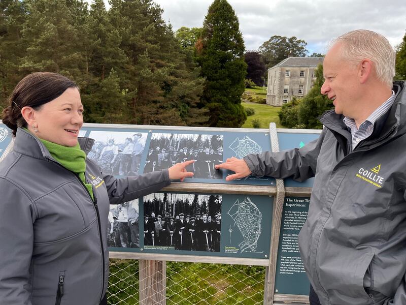 Coillte chief executive Imelda Hurley with managing director of Coillte Forest Mark Carlin at Avondale Forest Park in Co Wicklow. Photograph: Kevin O'Sullivan