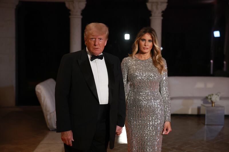 Donald and Melania Trump arrive for a New Years event at their Mar-a-Lago home on December 31th, 2022. Photograph: Joe Raedle/Getty Images