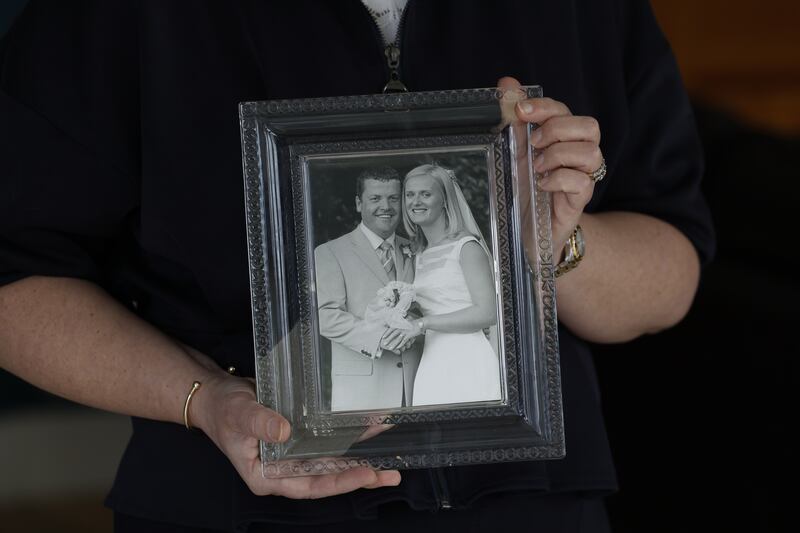 Colin O'Mahony, pictured here with his wife Julie on their wedding day, died of cancer in March 2024. Photograph: Nick Bradshaw/The Irish Times